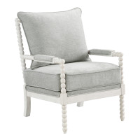 OSP Home Furnishings KLE-H14 Kaylee Spindle Chair in Smoke Fabric with White Frame